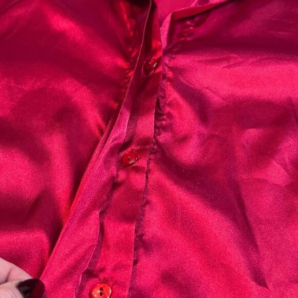 Vintage Anthony Richard’s Blouse Womens 14 Satin Button Up Preppy Holiday Top - Picture 7 of 10
